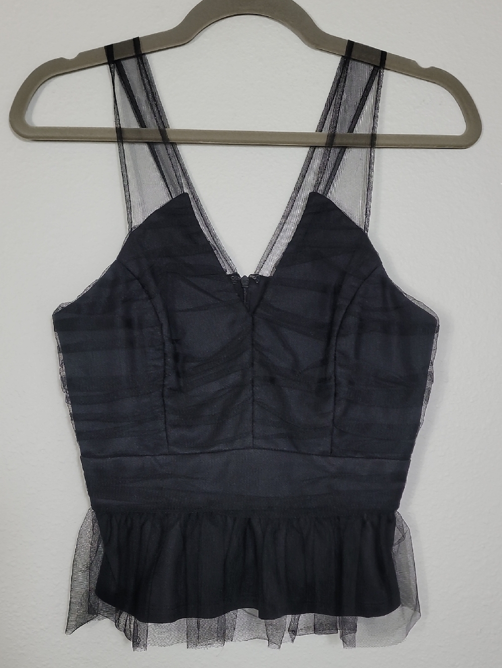 BCBG Tulle Bustier Peplum Top Size 4 Small Black Party Going Out Coquette